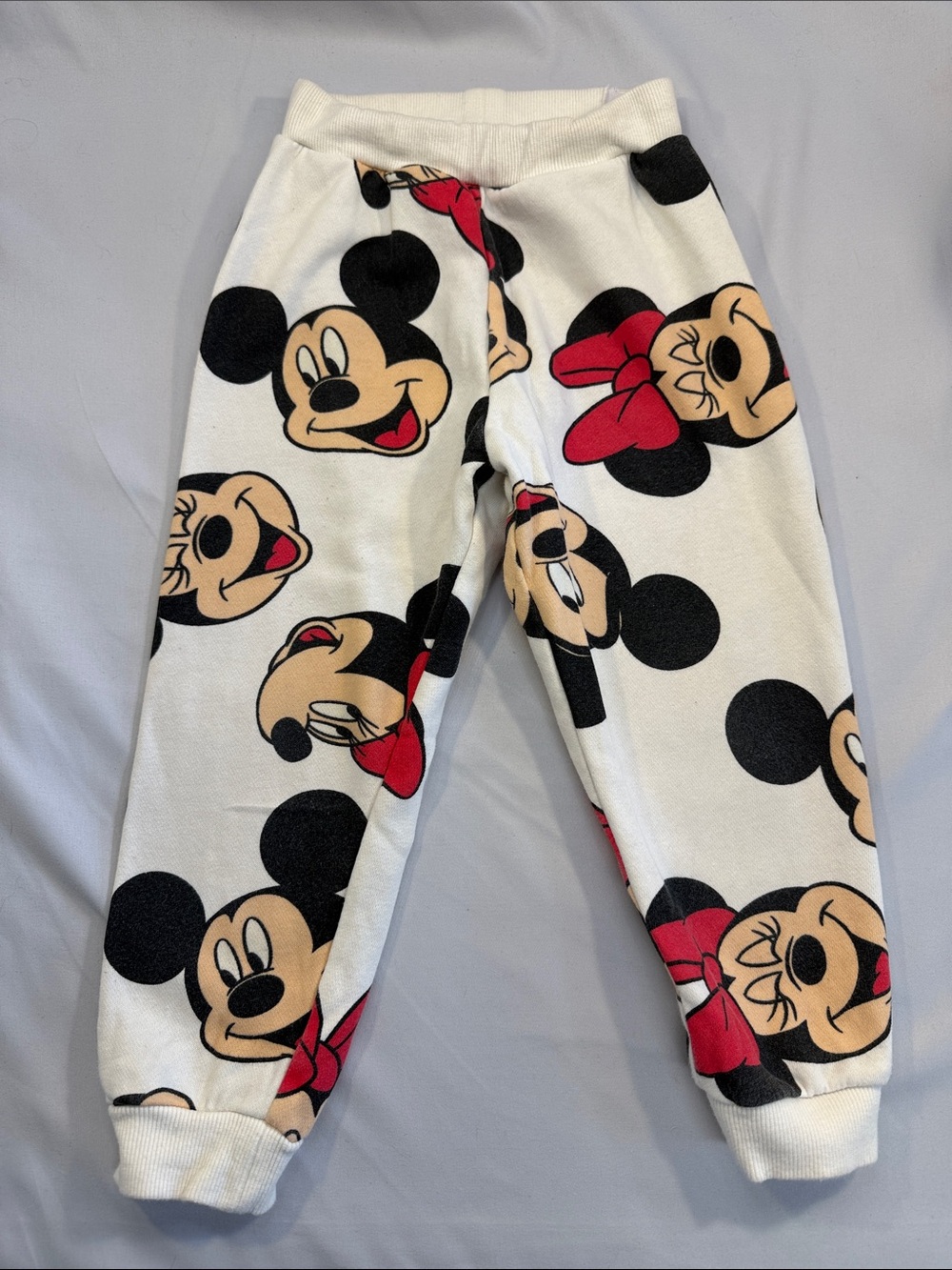 H&M X Disney - Kids White Mickey & Minnie Character Joggers